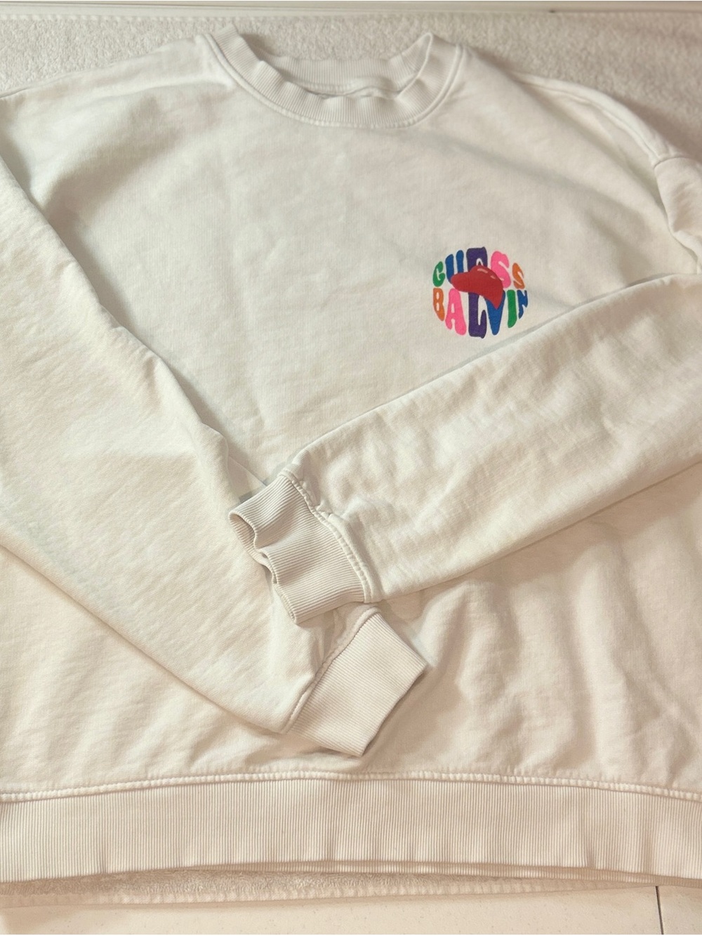 Guess x J Balvin Amor Paz Multi Color Graphic Spellout Sweatshirt Large